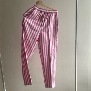 Vintage Pink and White Track Pants with Ribbed Texture